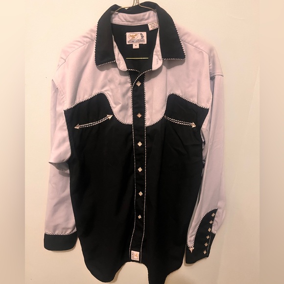 Panhandle Slim - Men’s Medium - Pearl Snap Western Wear Shirt - Black & White - - Picture 16 of 16